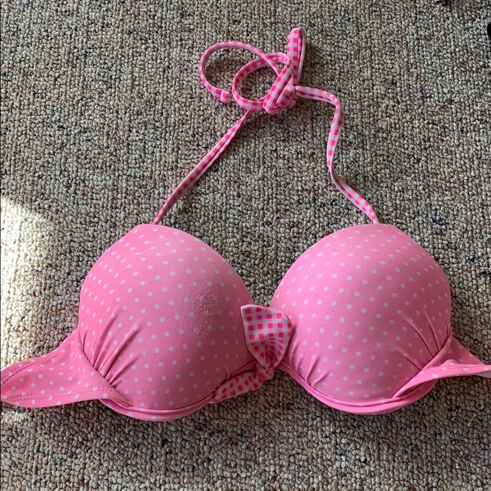 Pink polka dot Joe Boxer push up bikini top